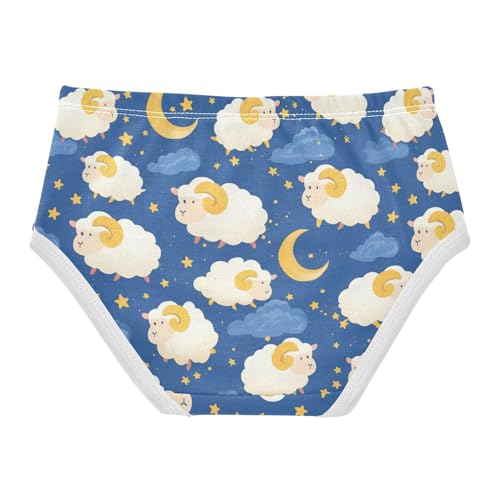 Wusikd Sheep Girls' Underwear Cotton Moons Stars Girls Briefs Soft Toddler Underwear 2T2