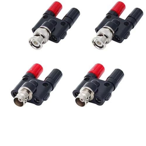 Adaptador BNC macho+hembra a doble banana 4mm, pack 4 miniatura 1