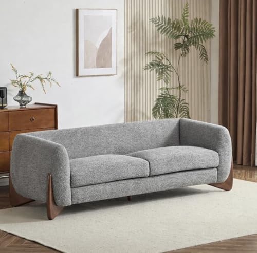 Image of Modern Classic 3 Seater Sofa Couch Fabric & Valvet Tufted Chesterfield Sofa Living Room and Office (3 Seater Grey Boucle) | Premium Material