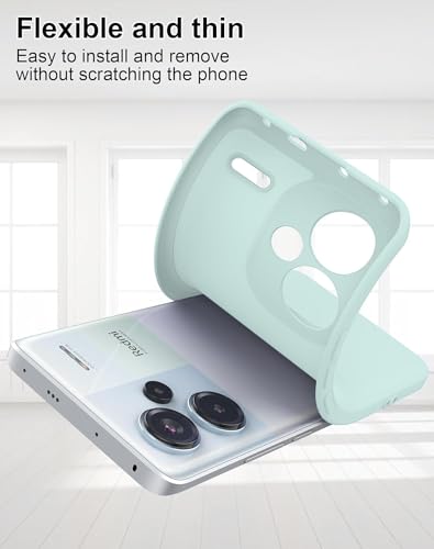 Image of DIZORO Compatible with Mi Redmi Note 13 Pro Plus 5G Back Cover with Upgraded Square Edges for Camera Protection Shockproof Flexible Matte Liquid Silicone Mobile Phone Case (Mint Green)