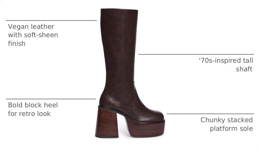 Image of Dolls Kill Vintage Soul Knee High Boots by Delia's - Women's Vegan Leather Platform Boots with Block Heels
