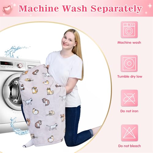 Image of Waitu Wearable Blanket Sweatshirt Gifts for Women and Men, Warm and Cozy Giant Blanket Hoodie, Thick Flannel Blanket with Sleeves and Giant Pocket - Cat Gray