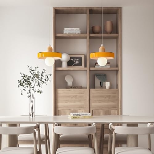Lámpara colgante para comedor de madera y cristal E27 4