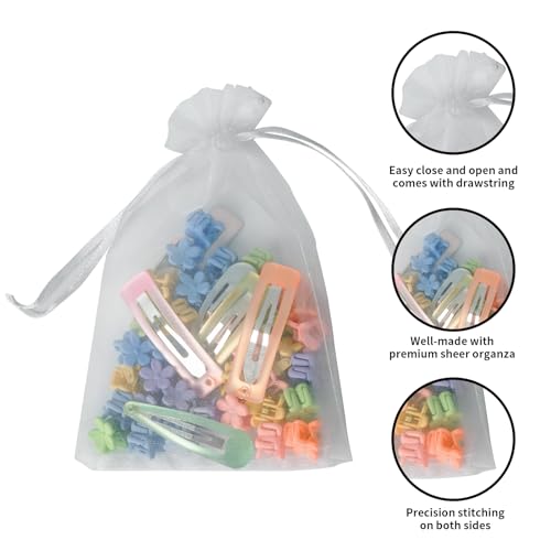 Image of YHJZ 100PCS Organza Bags, 4x6 inches (10x15cm) Small Mesh Bags Drawstring, Silver Jewelry Gift Pouches for Party, Festival, Bathroom Soaps