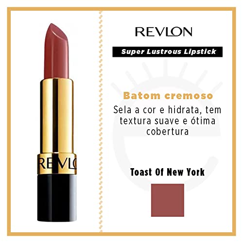 Image of Revlon Lipstick, Super Lustrous Lipstick, Creamy Formula For Soft, Fuller-Looking Lips, Moisturized Feel, Toast of New York (325), 0.15 oz