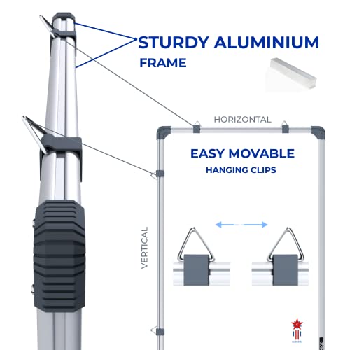 Image of GOSHU Non Magnetic 2 feet x2 feet Double Sided White Board and Chalk Board Both Side Writing Boards Includes Non-Magnetic Duster, One Black Ink Marker and 30cm Scale (2x2 feet, Pack of 4 Items)