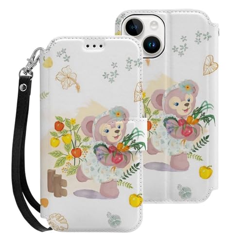 ダッフィーフレンズ iPhone15用ケース 手帳型 財布型 スマホケース カード収納 PUレザー おしゃれ アイフォン15用ケース 全面保護 マグネット式 耐衝撃 脱着簡単