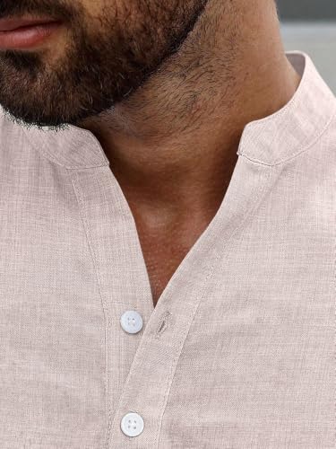 Image of GRECIILOOKS Kurta for Man | Shirt for Man Regular Fit | Mens Casual Shirts | Linen Shirt for Man's | Full Sleeve Shirts for Mens Stylish | Mandarin Collar | Kurta Placket Style