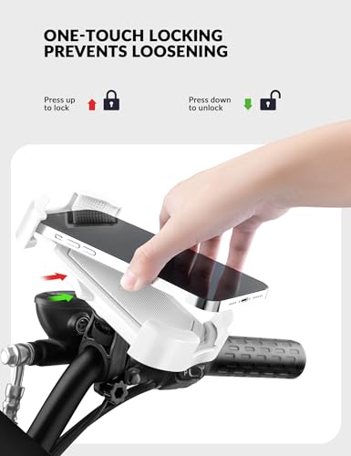 Image of ROCKBROS Bike Phone Holder, Motorcycle Phone Mount with Security Lock, Shockproof Bicycle Phone Mount, Adjustable Phone Holder for Bike, Motorcycle, Scooter, Suitable for 4.7 inch-6.8 inch