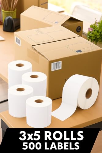 Image of Direct Thermal Barcode Labels Stickers (3x5 Inch / 75x125 mm) 500 Labels /Roll