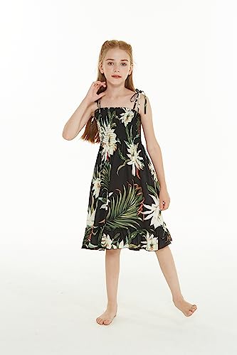 Image of Family Matching Hawaiian Clothes, Wispy Cereus Black | Lightweight 100% rayon • Family matching outfits • Tropical floral print • Beach vacations • Luaus • Cruises • Family photos