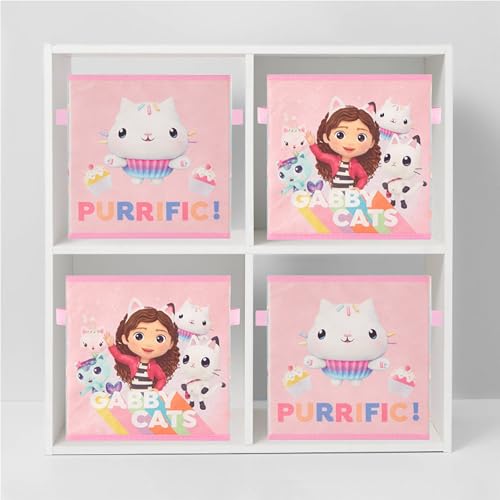 Image of Idea Nuova Gabby's Dollhouse Set of 2 Collapsible Storage Cubes with Carry Handles, Kids Room & Playroom Organizer Bins, 10 inch x 10 inch