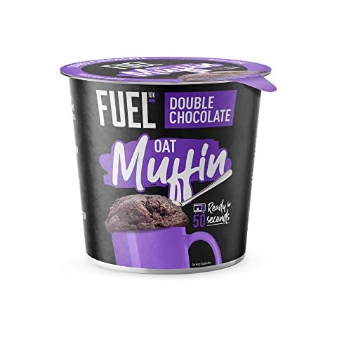 FUEL10K Oat Muffin Pots, Double Chocolate - 8x52g - High Protein, High Fibre, Vegetarian On The Go Breakfast, Ready in Less Than 1 Minute Cover
