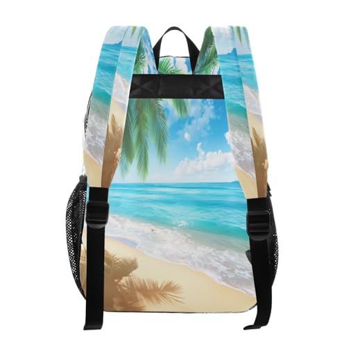 Sea Beach Palm Tree Clear Backpack - Stadium Approved Large 15.7-inch Waterproof Transparent Bag for Sports, Concerts, Work, Travel#1663