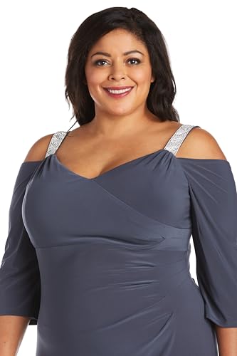 R&M Richards Womens Rhinestone Ruched Evening Dress4