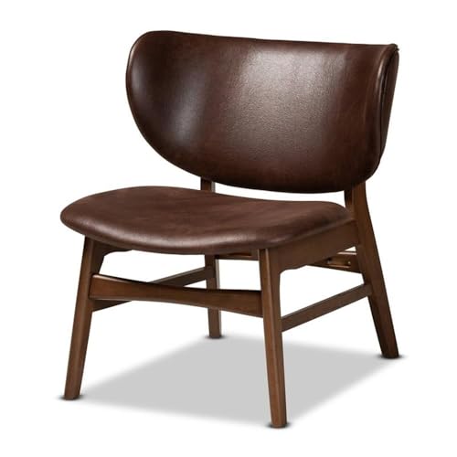 Baxton Studio Marcos Mid-Century Modern Dark Brown Faux Leather Effect