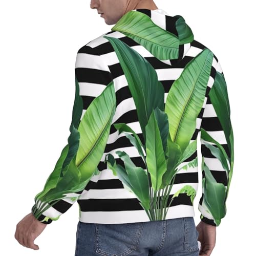 Men'S Hoodies Pullover Green Palm Leaf Print Hooded Sweatshirt Long Sleeve Hoodie Casual Tops With Pocket4