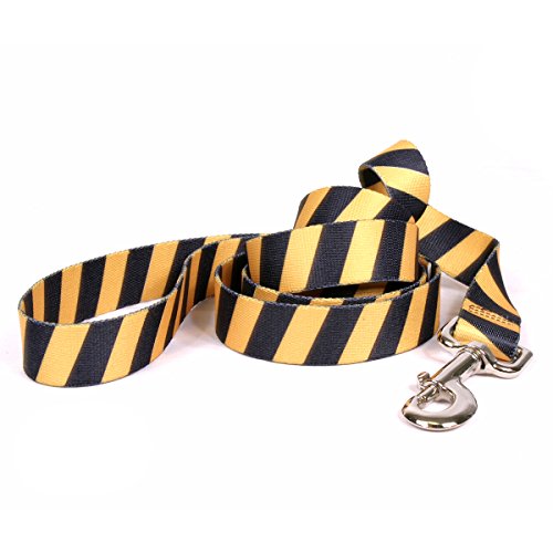 Image of Yellow Dog Design Team Spirit Yellow and Black Dog Leash-Size Large-1 Inch Wide and 5 feet (60 inches) Long