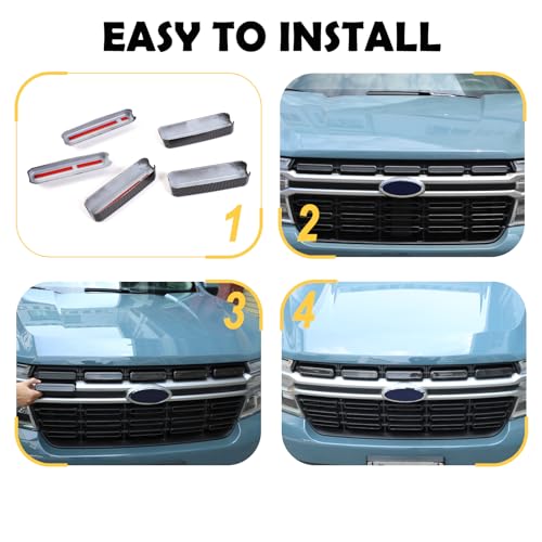 Image of Front Bumper Grille Cover Compatible with Ford Maverick 2022 2023, Car Air Inlet Vent Grille Cover, Grill Grille Inserts Trim Cover (Carbon Fiber Pattern)