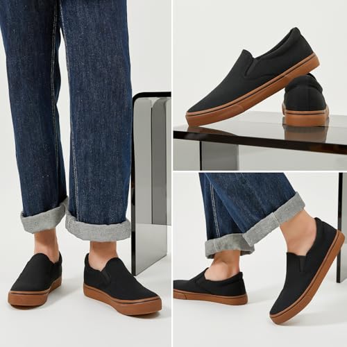 Image of yageyan Mens Slip on Sneakers Loafers Shoes Canvas Black Shoes Canvas Blue Casual Fashion Shoes