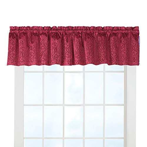 Collections Etc Thermal-Backed Scroll Insulated Window Valance Blocks Light, Reduces Outside Noise and Provides Insulation from Heat and Cold, Burgundy
