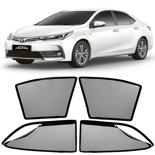 Image of AutoStory Magnetic Car Sunshade for Altis 2017 Onwards | Front Half Cut for Mirror Visibility + Rear Full Coverage with Zipper | Heavy Heat & UV Protection | Privacy Side Window Curtains Shades
