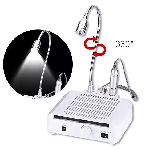 iBelieve 30000RPM Professional Nail Drill Machine, 3 in 1 Detachable Electric Nail Drill Set for Acrylic Gel Nails – Nail Dust Collector/LED Desk Lamp/Nail Drill Bits