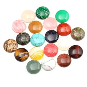 14 mm Cabochon Beads, 20 Pieces Cabochons for Jewelry Making Crystal Quartz Natural Stone Round Random Color CAB Handmake DIY for Jewelry Making Diameter 14 MM