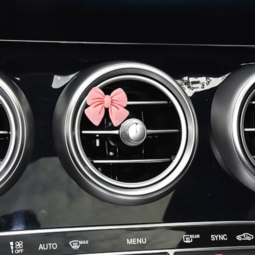 Image of 6PCS Pink Bow Car Air Freshener Vent Clips, Aesthetic Girly Car Decor Accessories, Cute Vent Diffusers for Women and Girls, Coquette Style Auto Interior Decoration