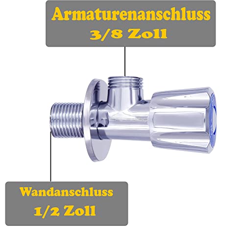 Lazardo 2x Eckventil Waschbecken Wandanschluss regulierventil 3/8 Zoll Armaturenanschluss Absperrventil