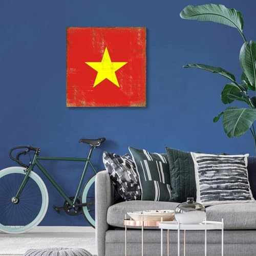 Lienzo vintage de la bandera de Vietnam de 50x50 cm, el regalo de inauguración de casa ideal 7