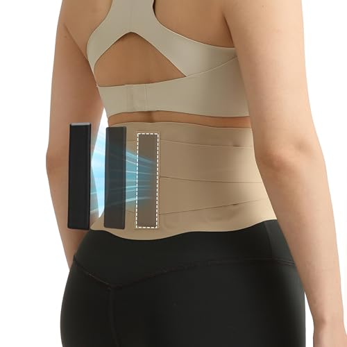 Image of RANDY SUN Slim Fit Back Brace with EVA Comfort Pad, Breathable Lightweight Lumbar Support for Women & Men, Invisible Waist Support Belt for Work & Daily Use Light Taupe XXL(Waist:41 inch-45 inch)