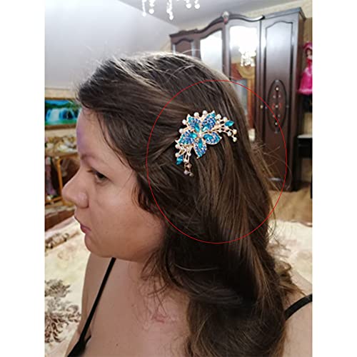 image for KuuGuu 4 PCS Flower Floral Hair Combs Bridal Wedding Hair Crystal Rhin
