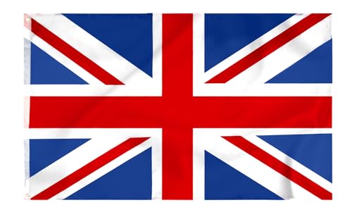 Storm&Lighthouse Large British Flag Union Jack Flag Great Britain UK Flags 5ft x 3ft with Eyelets for Outdoor and Indoor Use Patriotic Displays and Celebrations Football World Cup