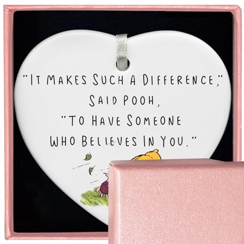 Teacher Mentor Gift-It Makes Such A Difference-Teacher Appreciation Ornament Keepsake for Classroom Educator Instructor-Heart Shaped White Ceramic Ornament Plaque Décor