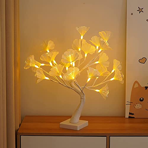 Lampe de Table TreeFall Artificielle Lampe d'arbre, Cadeaux for Femmes Décorations Veilleuse LED.(White)