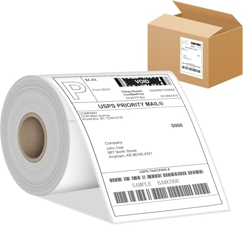 4”x6” Thermal Labels Shipping Labels, BESTIKER 4”x6” Direct Thermal Labels 1 Rolls, Compatible Zebra 2844 Rollo Thermal Printer Label 4x6 with Perforated, 250 Labels/Roll, 1” Core image 2