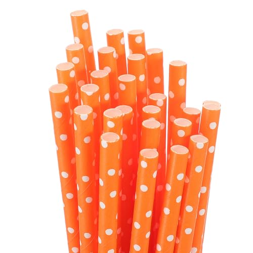 100 pitillos desechables de papel naranja con puntos miniatura 3