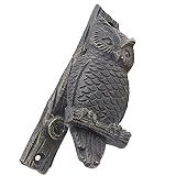 ERNZI Handmade Cast Iron Owl Door Knocker,Front/Back Gate Bell,Antique Metal Sculpture Hardware Wall