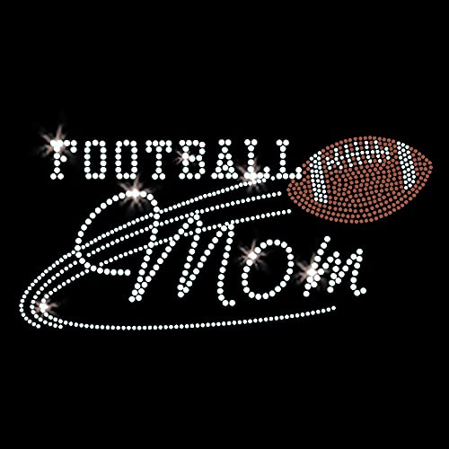Football Mom Iron-on Sparkly Clear Crystal Rhinestone and Brown Rhinestud Bling Transfers for T-Shirts by JCS Rhinestones