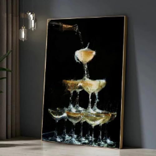 Impression sur toile de luxe fontaine de champagne dorée TONGYINLI 60x90 cm