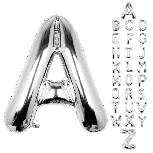 AOAOParty Letter Balloons Silver 40 Inch A Large Big Foil Mylar Balloon