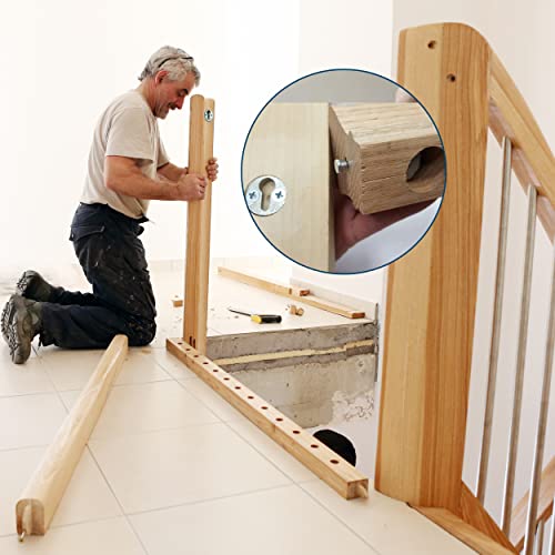 Zipbolt Handrail To Newel Post Connector — 13.810 Slipfix Railbolt, Staircase Post Fastener With 5Mm Hex And Wood Plugs, Durable, Easy Installation For Residential & Commercial Use — 1 Double Pack #TOP6