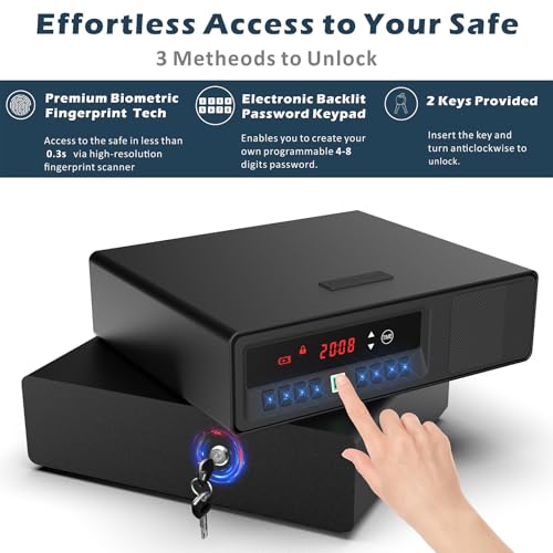 Z ZLJUAN Slide-Away Pistol Handgun Quick Access Gun Drawer Safe with LCD Display of Temp,Humidity,Time,Low Battery Warning,Unlock State for Nightstand Bedside Home by Z ZLJUAN - Used condition - Image 2