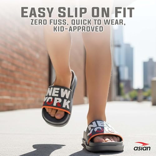 Image of ASIAN Slider-75 Kids Slippers | Lightweight, Soft Cushioning, Anti-Slip Grip for Daily & Travel Wear | Ideal for Boys & Girls Olive