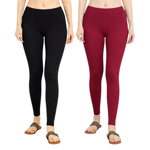Image of Women Cotton Ankle Leggings Combo | Soft Stretchable Breathable Fabric | High Waist Comfortable Fit Bottom Wear for Kurti Office Casual & Daily Use