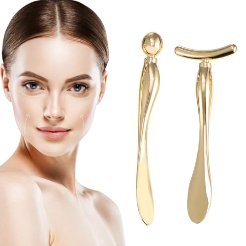 FRCOLOR Set 6 Pezzi Bacchette Massaggiatore Per Occhi in Metallo Strumento Portatile Per Applicazione Crema E Riduzione Gonfiore Contorno Occhi