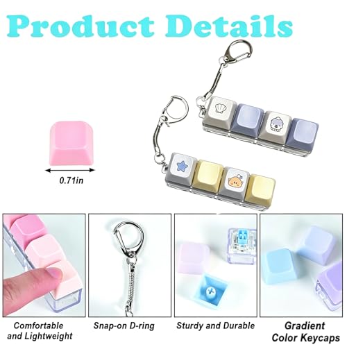 Image of Keyboard Fidget Toy, Four Key Mechanical Style Keychain with Snake Chain, Stress Relief Gadget for Office Workers and Students, Portable Anxiety Relief Tool for Commuting and Gaming