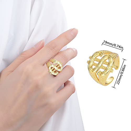 UYUYong Gold Chain Men + Dollar Ring Hip-hop Set Pimp Costume Set 80s 90s Hip Hop Costume Kit for Carnival Accessories Mottopartys Cosplay Carnival - Image 2