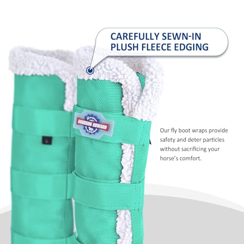 Image of Harrison Howard Horse Fly Boots with Fleece Trim Long-Lasting Breathable Cool Mesh Adjustable Closure